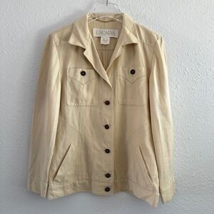 Escada Margaretha Ley Linen Jacket Women Size 36 US 6 Butter Yellow Utility